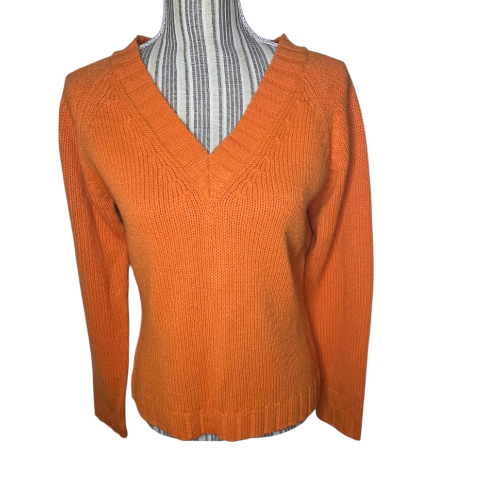 Women's Orange V-Neck Longsleeve Sweater Size XL